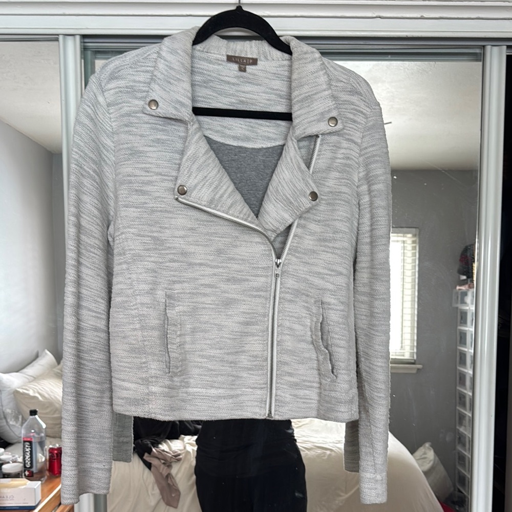 Lilla P Gray Moto Jacket Zipper